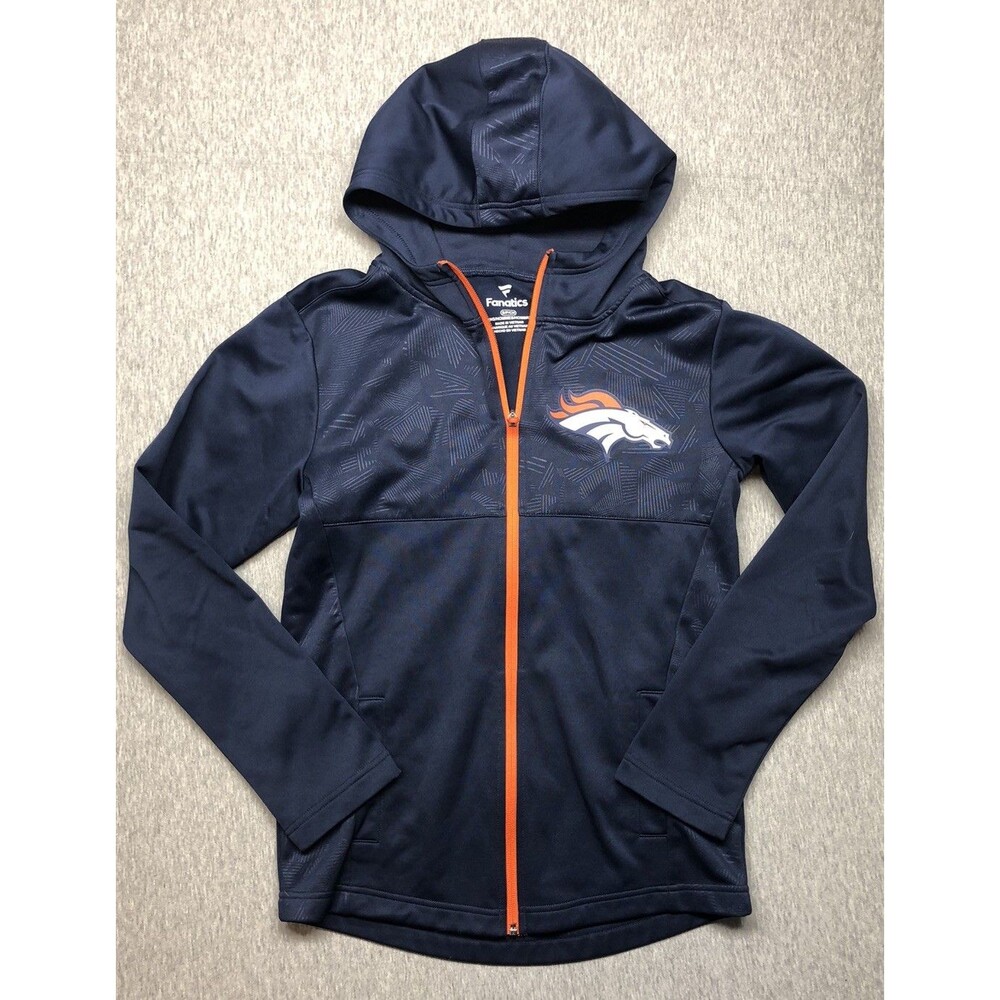 Denver Broncos NFL Fanatics Men’s Full Zip Hooded Pullover Size SMALL